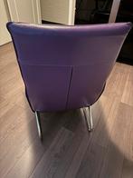 Paarse Lederen Fauteuil - Modern Design, Huis en Inrichting, Fauteuils, Ophalen of Verzenden, Zo goed als nieuw, 50 tot 75 cm