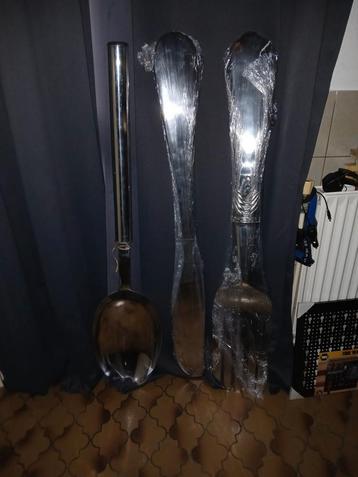 Lepel vork en mes verchroomd  +/- 130 cm lang  0626-604113  beschikbaar voor biedingen