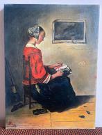 Klassiek portret van jonge vrouw met kantkloswerk, Antiek en Kunst, Ophalen of Verzenden