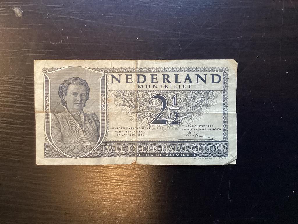 Biljet van 2,50 gulden, Ophalen, 2½ gulden, Los biljet
