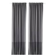 2x IKEA Marjun Verduisterende Gordijnen Grijs, Huis en Inrichting, Stoffering | Gordijnen en Lamellen, Gebruikt, 200 cm of meer
