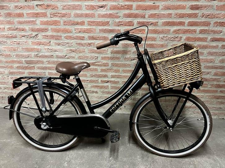 Prachtige Cortina U4 Meisjesfiets 24 inch Mat Zwart en mand, Fietsen en Brommers, Fietsen | Meisjes, Gebruikt, 24 inch, Versnellingen