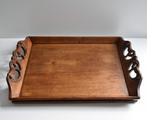 Mooi antiek, houtsnijwerk dienblad paarden in prima staat, Ophalen of Verzenden, Gebruikt, Rechthoekig, Hout