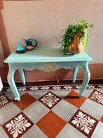 Brocante Tafeltje Seaglass Blue met Goud, Antiek en Kunst, Ophalen