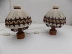 Lamp tafellamp set nachtkastjes lampjes jaren 80 hout, Ophalen of Verzenden, Gebruikt, Hout, Minder dan 50 cm