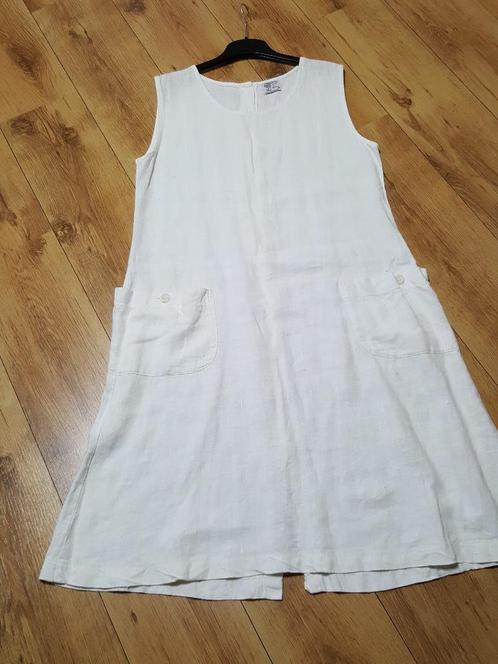 Wit linnen Completo jurk M met knoopjes op rug, incl verzend, Kleding | Dames, Jurken, Zo goed als nieuw, Maat 38/40 (M), Wit