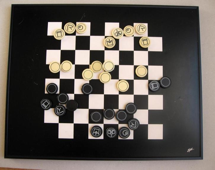 Decoratief magnetisch wandbord met schaakspel, Hobby en Vrije tijd, Gezelschapsspellen | Bordspellen, Gebruikt, Een of twee spelers