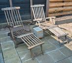 Teakhouten deckchairs (2 stuks), Tuin en Terras, Ophalen, Gebruikt, Teakhout, Tuinset