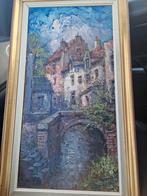 Schilderij Stadsgezicht, Walter Neuhof, 35x65 cm, Ophalen of Verzenden