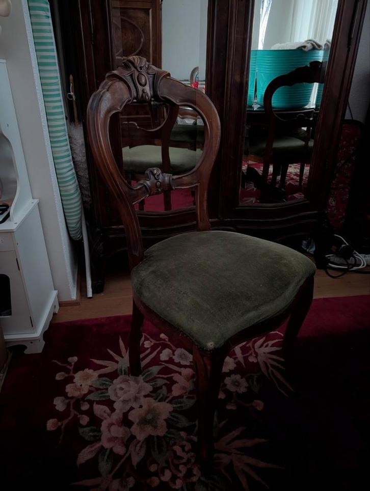 Biedermeier Eetkamerset met 6 stoelen, Antiek en Kunst, Antiek | Meubels | Stoelen en Banken, Ophalen