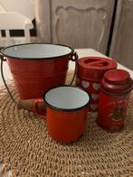 Set van rood emaille, Antiek en Kunst, Antiek | Emaille, Ophalen of Verzenden