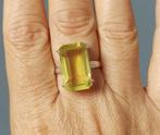 925 zilveren ring met natuurlijke Limoenkwarts steen, O.T., Geel, Nieuw, Ophalen of Verzenden