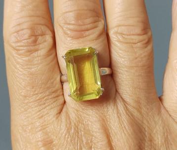 925 zilveren ring met natuurlijke Limoenkwarts steen beschikbaar voor biedingen