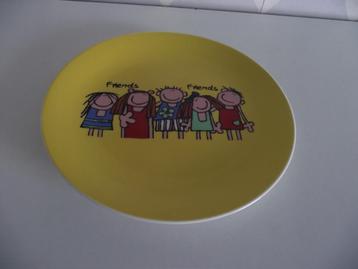 retro geel porselein Friends bordje 20 cm