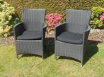 2 wicker tuinstoelen met gratis kussens, Ophalen, Zo goed als nieuw, Wicker