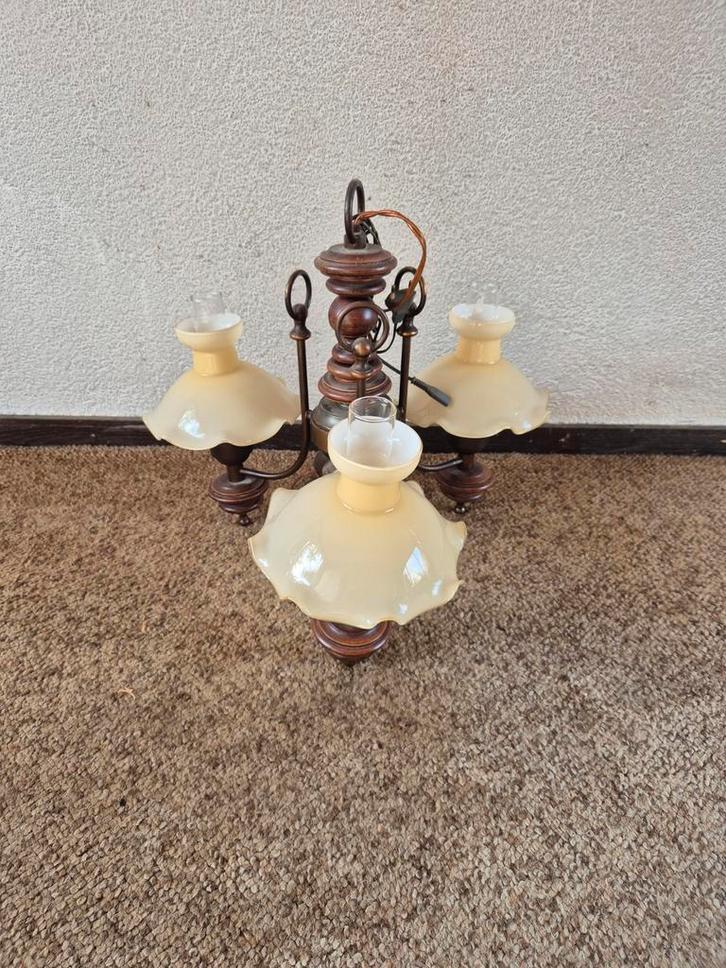 Vintage Hanglamp met 3 Armen, Antiek en Kunst, Antiek | Lampen, Ophalen