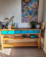 Vintage bar met 3 lades - opgeknapt, Ophalen, Gebruikt, Vintage, 150 tot 200 cm