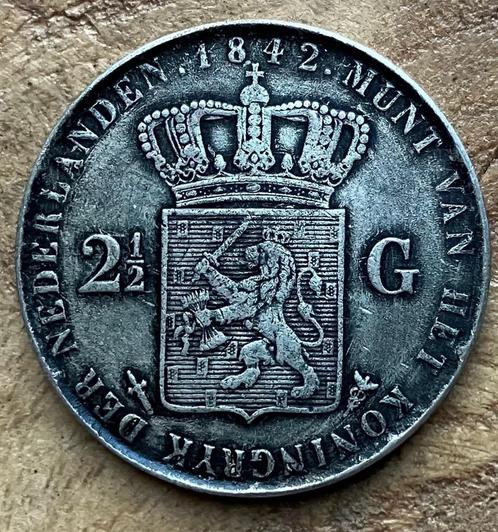 2,5 gulden 1842 Willem II, Postzegels en Munten, Munten | Nederland, Losse munt, 2½ gulden, Koning Willem II, Ophalen