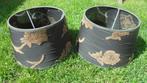 2 bruin gebloemd lampenkappen. doorsnee 25H15cm, Huis en Inrichting, Lampen | Lampenkappen, Gebruikt, Bruin, Rond, Ophalen of Verzenden
