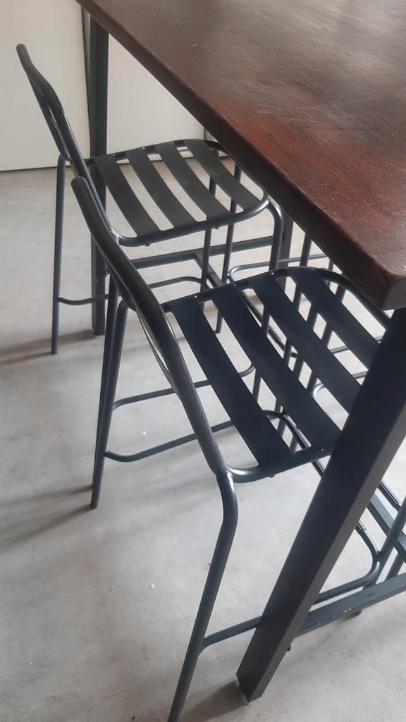 Barset met 4 barkrukken / stoelen, Tuin en Terras, Tuinsets en Loungesets, Zo goed als nieuw, Overige materialen, Eettafel, Ophalen
