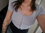H&M divided top crop lila paars korte mouwen M 38, Maat 38/40 (M), H&M, Paars, Ophalen of Verzenden