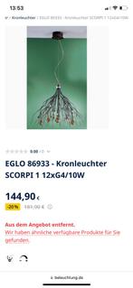 Eglo 86933 kroonluchter Scorpi 1 12 x G4 / 10 watt hanglamp, Huis en Inrichting, Lampen | Kroonluchters, Ophalen, Nieuw, Metaal