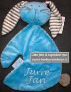 Blauw konijn Knuf geborduurd met naam, Ophalen of Verzenden, Nieuw, Kraamcadeau