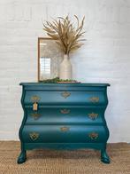 Buikkastje opgeknapt blauw groen, Huis en Inrichting, Ophalen, 50 tot 100 cm, Zo goed als nieuw, 3 of 4 laden