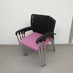 Set 4x kantinestoel stoelen met  paarse stof, Vier, Gebruikt, Stof, Ophalen