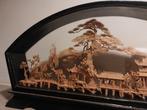 Groot Chinees Kurk Diorama in Vitrine - 20e Eeuw, Antiek en Kunst, Ophalen of Verzenden