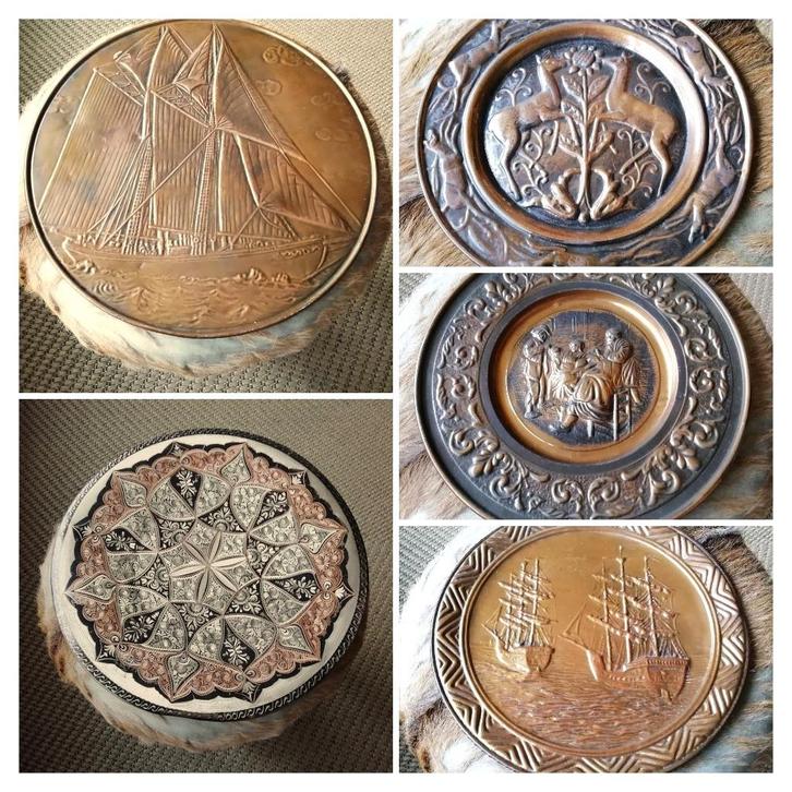Diversen wandborden messing koper hollands marokkaans, Antiek en Kunst, Curiosa en Brocante, Ophalen of Verzenden
