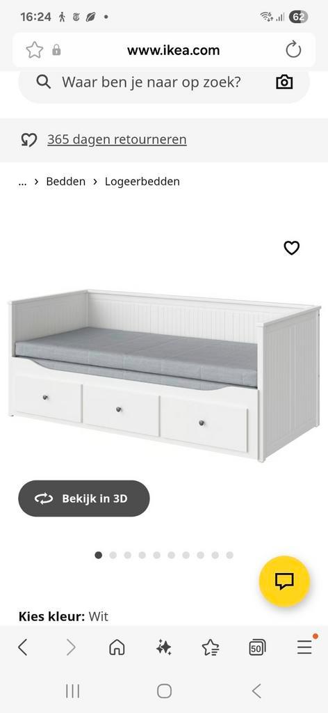 IKEA Hemnes Bedbank met 3 Lades - Wit, Huis en Inrichting, Slaapkamer | Bedden, Ophalen of Verzenden