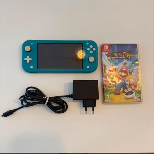 Nintendo Switch Lite + Mario Rabbids + Oplader, Spelcomputers en Games, Spelcomputers | Nintendo Switch Lite, Zo goed als nieuw