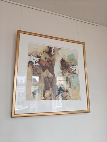 Kunstwerk met goudgeschilderde lijst beschikbaar voor biedingen