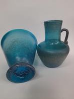 Blauwe mondgeblazen kan, Antiek en Kunst, Antiek | Glas en Kristal, Ophalen of Verzenden