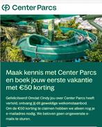 €50 korting op een verblijf bij Center Parcs, Tickets en Kaartjes, Drie personen of meer, Kortingsbon, Bungalowpark