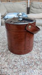 Vintage IJsemmer met leren bekleding, Ophalen of Verzenden, Gebruikt, Glas, Pot, Bus of Blik
