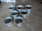 3 maten metalen plantenbakken (7 stuks) rond, Ophalen, Gebruikt, Rond, Metaal