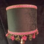Unieke groene fluwelen lampenkap boudoir stijl groen roze, Rond, Nieuw, Ophalen of Verzenden, Minder dan 25 cm