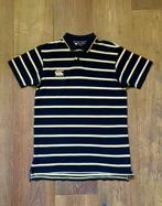 Zwarte gestreepte pique polo; merk Canterbury; maat medium, Kleding | Heren, Polo's, Maat 48/50 (M), Zwart, Ophalen of Verzenden