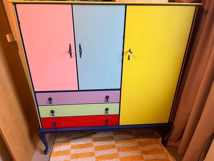 Vrolijk gekleurde kledingkast, Huis en Inrichting, Kasten | Kledingkasten, Gebruikt, 100 tot 150 cm, 25 tot 50 cm, Ophalen