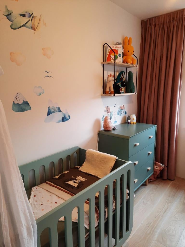 La Redoute babybedje + ladekastje groen, Ophalen, Gebruikt, Minder dan 75 cm, Minder dan 50 cm