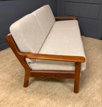 Vintage Deense 3-zits sofa, mid-century, Ophalen, Gebruikt, 75 tot 100 cm, Stof