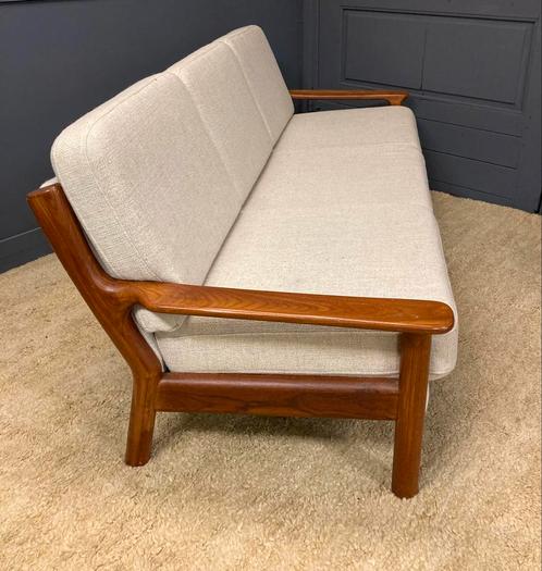 Vintage Deense 3-zits sofa, mid-century, Huis en Inrichting, Banken | Sofa's en Chaises Longues, Gebruikt, 75 tot 100 cm, Stof