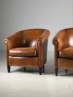 2x fauteuil clubchair schapenleer klassiek, Huis en Inrichting, Fauteuils, Ophalen of Verzenden