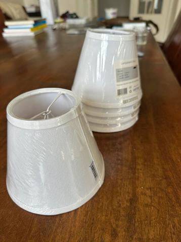 5 Nieuwe Witte Linnen kleine Lampenkappen klem beschikbaar voor biedingen