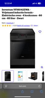 Inventum VFI6042ZWA - Vrijstaand inductie fornuis Zwart, Witgoed en Apparatuur, Ophalen, Zo goed als nieuw, Hete lucht, Vrijstaand