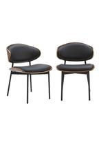 Houten Eetkamerstoel met Leer - Zwart - 2 voor €850, Niet ingevuld, Metaal, Zwart, Niet ingevuld