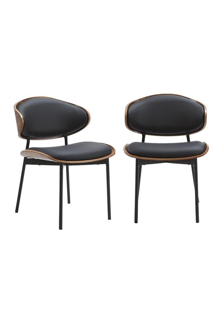 Houten Eetkamerstoel met Leer - Zwart - 2 voor €850, Huis en Inrichting, Stoelen, Nieuw, Eén, Hout, Metaal, Overige materialen