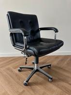 Vintage Italiaanse leren bureaustoel (1988) – Verstelbaar, Huis en Inrichting, Bureaustoelen, Ophalen, Gebruikt, Zwart, Bureaustoel